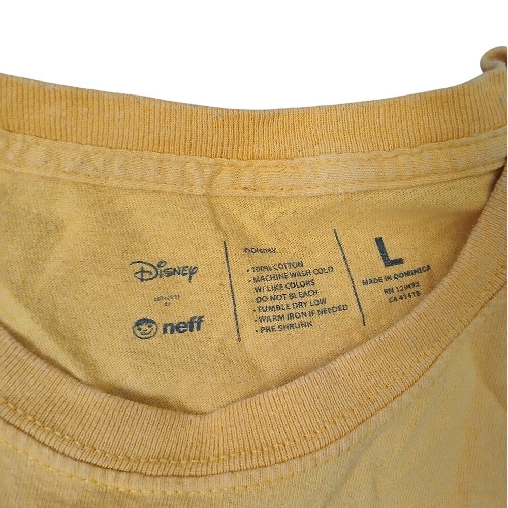Mickey Mouse T-Shirt Mens Large Yellow Disney Graphic Print Crew Neck Tee - Picture 3 of 3